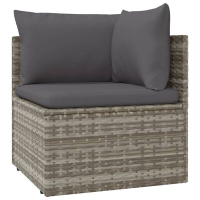 vidaXL 4 Piece Patio Lounge Set with Cushions Gray Poly Rattan