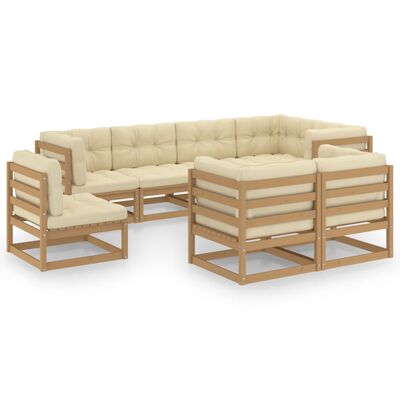 vidaXL 8 Piece Patio Lounge Set with Cushions Solid Pinewood