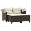 vidaXL Garden Sofa Brown PE rattan Medium Removable Covers Garden Sofa