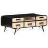 vidaXL Coffee Table Black, Brown Solid Mango Wood, Iron