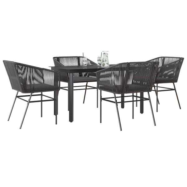 vidaXL Garden Dining Set Black Poly Rattan 5 Piece