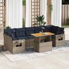 vidaXL 8 Piece Patio Sofa Set with Cushions Gray Poly Rattan