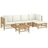 vidaXL Garden Lounge Set Cream White Bamboo, Polyester Medium Modular