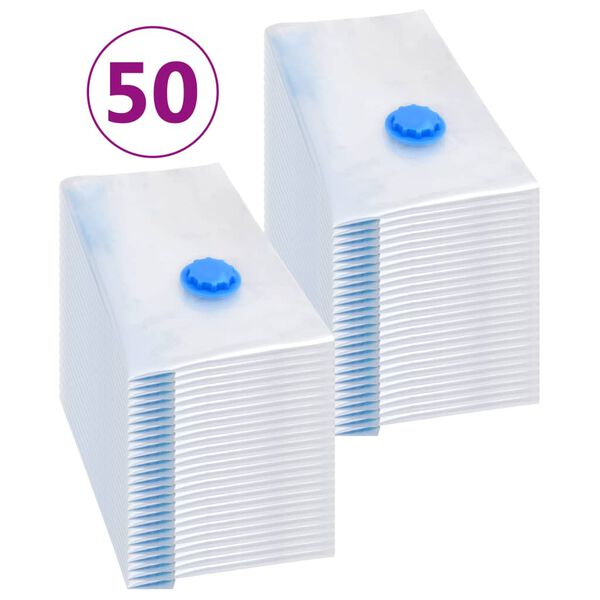vidaXL Vacuum Travel Bag Set of 50 Transparent and Blue Plastic