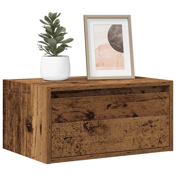 vidaXL Wall-mounted Bedside Cabinet Old wood Engineered wood