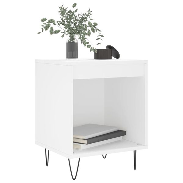 vidaXL Bedside Cabinet Set of 2 White Engineered wood, metal Medium