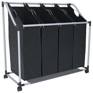 Laundry Sorter with 4 Bags Black Gray