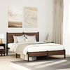 vidaXL Bed Frame Brown Oak Steel, Engineered Wood King Size Bed Frame