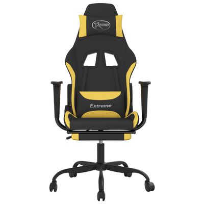 vidaXL Massage Gaming Chair with Footrest Black and Yellow Fabric