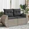 vidaXL Garden Sofa Grey PE rattan Large Adjustable Feet