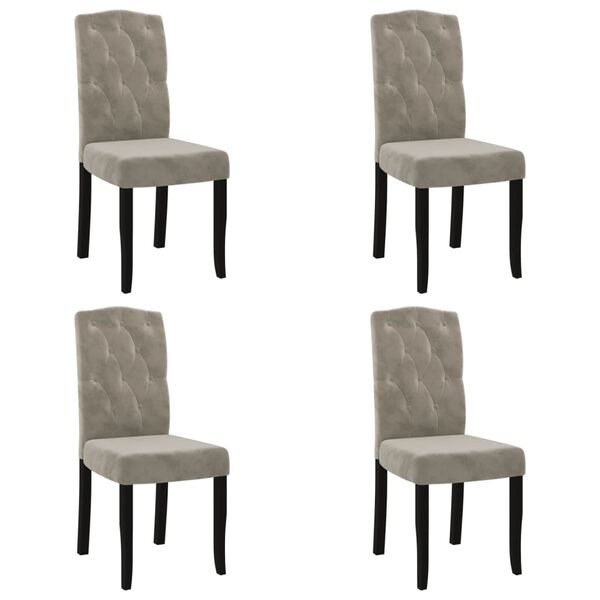 vidaXL Dining Chairs 4 pcs Light Gray Velvet