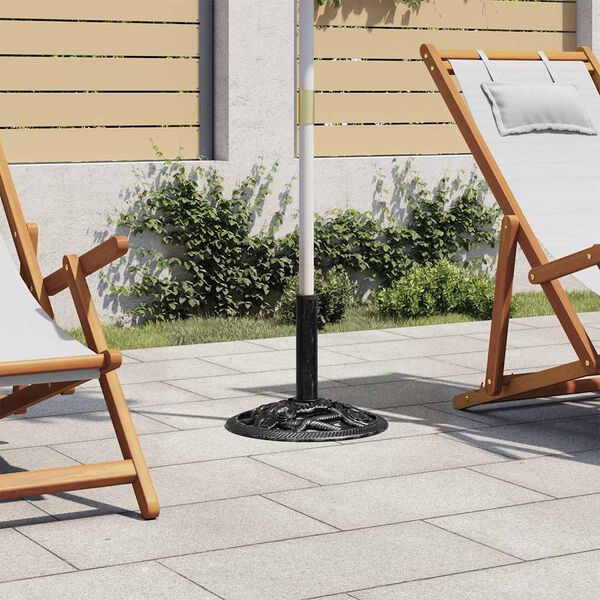 vidaXL Umbrella Base Black Cast iron Medium Decorative Inlays