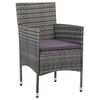 vidaXL Dining Set Grey, Brown Poly rattan, acacia wood, powder-coated steel