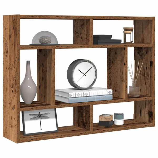 vidaXL Wall Shelf Old Wood 29.5x6.3x21.7" Engineered Wood