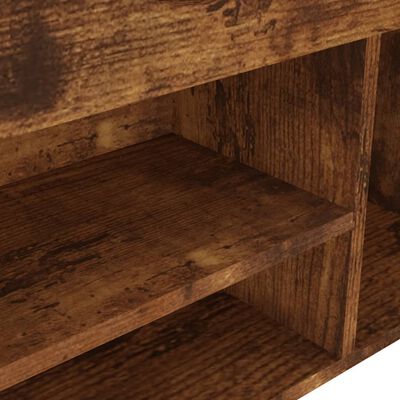 vidaXL Shoe Bench with Cushion Smoked Oak 31.5"x11.8"x18.5" Engineered Wood