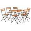 vidaXL Folding Bistro Set Natural wood and black