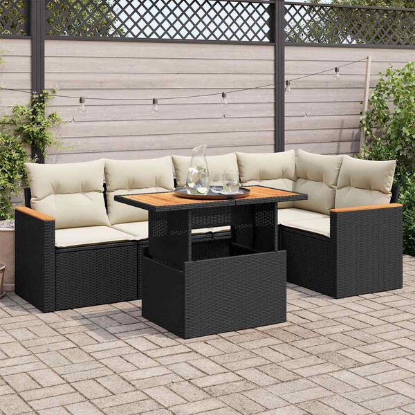 vidaXL Garden Sofa Set Black PE Rattan Large Modular Garden Sofa Set