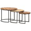 vidaXL Nesting Table Set of 3 Brown Solid acacia wood, iron