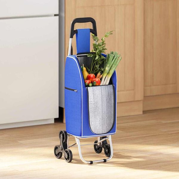 vidaXL Shopping Trolley Blue 15.55 x 12.99 x 36.61 in Oxford fabric