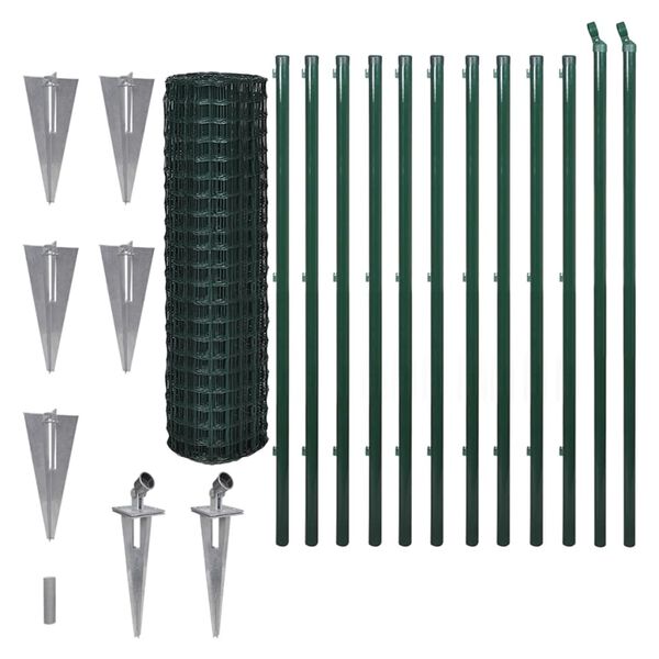 vidaXL Euro Fence Steel 82ft x 4.9ft Green