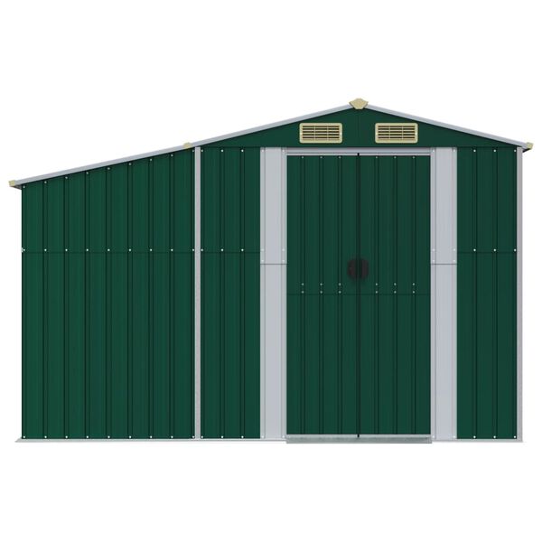 vidaXL Garden Shed Green Galvanized Steel Large Garden Shed