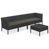 vidaXL Garden Lounge Set Black PE rattan, powder-coated steel, polyester