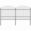 vidaXL Garden Fence with Spear Top Steel 141.3"x68.9" Black
