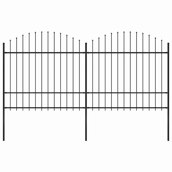 vidaXL Garden Fence with Spear Top Steel 141.3"x68.9" Black