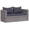 vidaXL Garden Sofa Set of 2 Grey PE Rattan Standard Detachable
