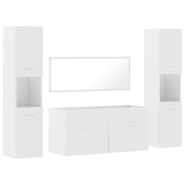 vidaXL Bathroom Furniture Set High gloss white Engineered wood