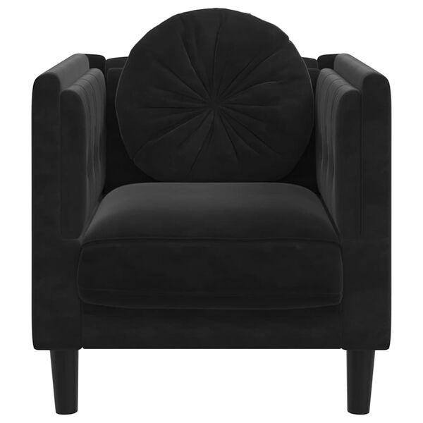 vidaXL Sofa Chair Black Velvet (100% polyester), plywood, solid wood