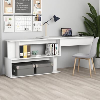vidaXL Corner Desk White 78.7"x19.7"x29.9" Engineered Wood