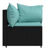 vidaXL Patio Corner Sofa Black with water blue cushions