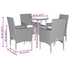 vidaXL 5 Piece Patio Dining Set with Cushions Beige Poly Rattan and Glass