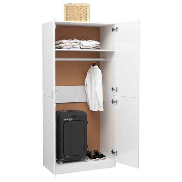 vidaXL Wardrobe High gloss white Engineered wood Compact Wardrobe