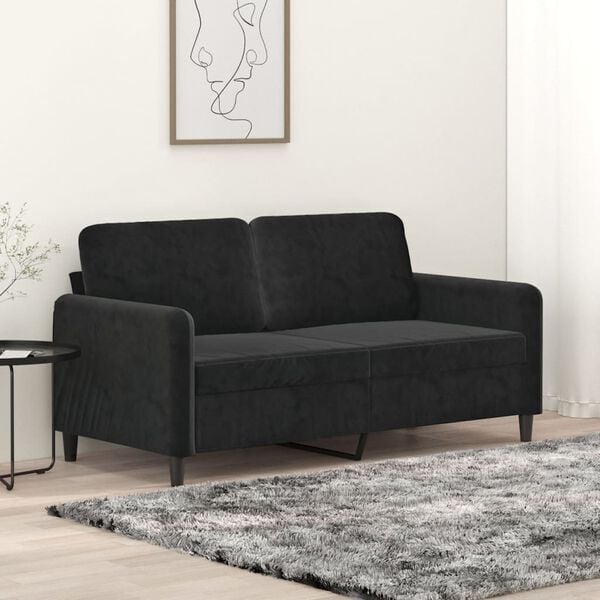 vidaXL 2-seater Sofa Black Velvet (100% polyester), metal, textilene
