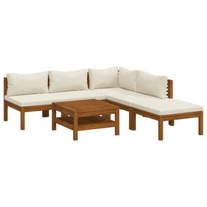 vidaXL Garden Lounge Set Cream Solid acacia wood 6 Piece Set Modular