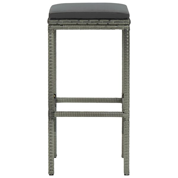 vidaXL Bar Stool Set of 4 Grey PE Rattan Standard Footrest