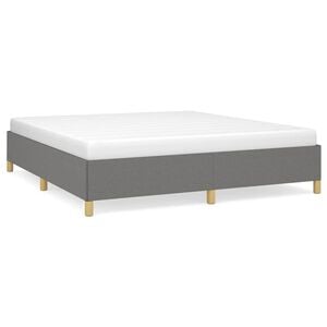 vidaXL Bed Frame Dark gray Polyester fabric, plywood, engineered wood King