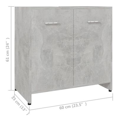 vidaXL Bathroom Cabinet Concrete Gray 23.6"x13"x24" Engineered Wood