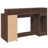 vidaXL Desk with LED Lights Brown Oak 55.1x21.7x35.8" Engineered Wood