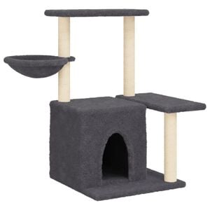 vidaXL Cat Tree Dark grey Engineered wood, plush, sisal Medium Durable