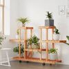 vidaXL Flower Stand With Wheels Natural Wood Solid Fir Wood Standard