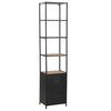 vidaXL Bookcase Black and Natural Wood Solid Firwood, Steel Tall