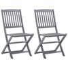 vidaXL Outdoor Chair Set of 2 Grey, Anthracite Solid Acacia wood