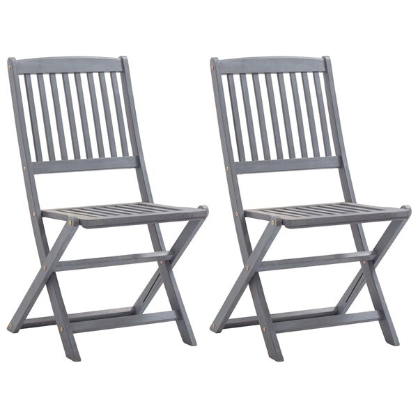 vidaXL Outdoor Chair Set of 2 Grey, Anthracite Solid Acacia wood