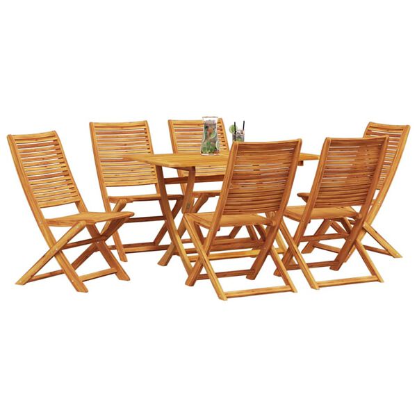 vidaXL Garden Dining Set Folding 7 pcs Brown solid acacia wood