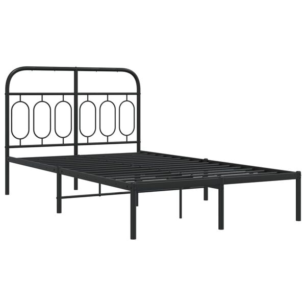 vidaXL Bed Frame Black Steel 47.2 x 78.7 in Bed Frame Rectangular