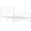 vidaXL Bed Frame White Powder-Coated Steel Twin Bed Frame Rectangular