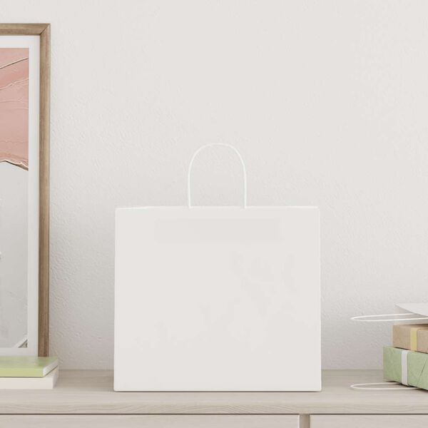 vidaXL Paper Bags 250 pcs with Handles White 12.6x8.7x11.0"